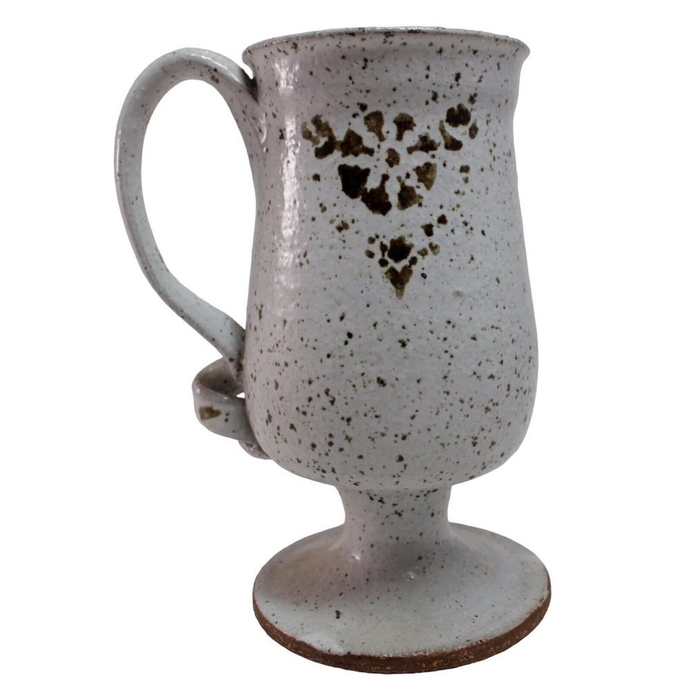 Goblet Mug Cup Stoneware Coffee Tea Signed Pottery 6-1/2" 12oz